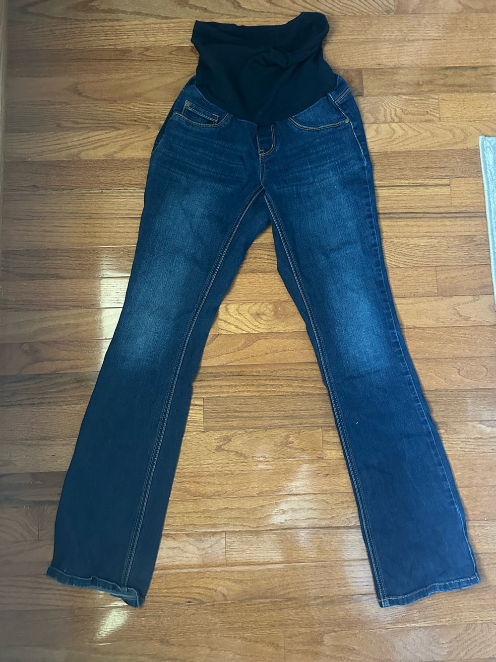 Jessica Simpson Dark Blue Maternity Flare Jeans with Black Panel